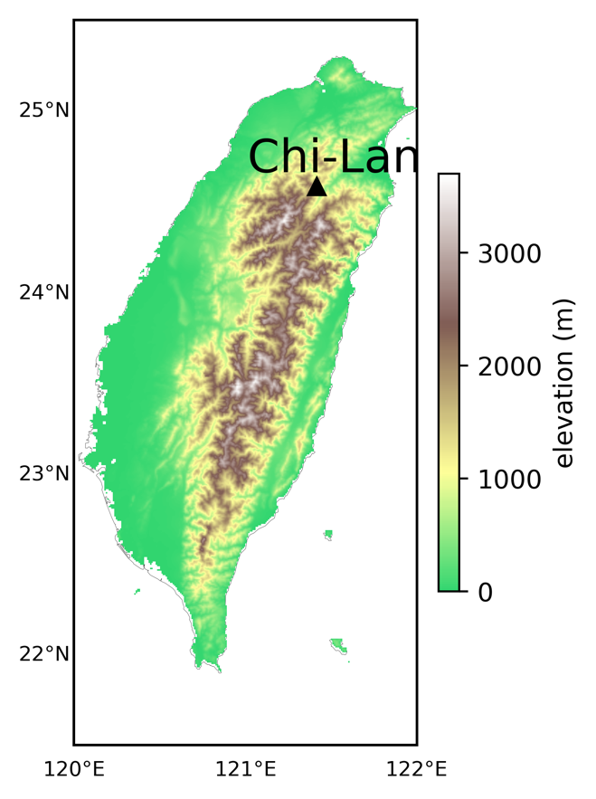 Figure 1. The locations of the Chi-Lan (CL) montane cloud forest.